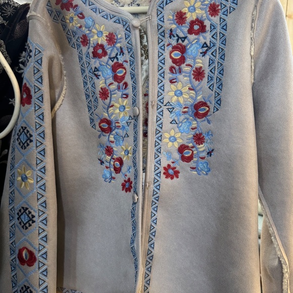 Johnny Was Maravilla Faux Suede Motto Jacket Charcoal - Picture 9 of 12